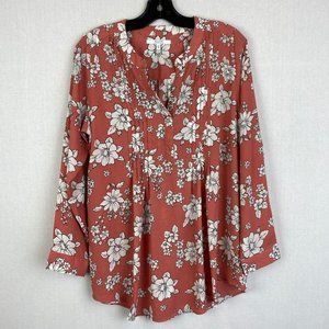 ALFRED SUNG Floral Print Sheer Collarless Shirt